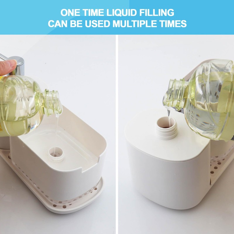 Kitchen Soap Dispenser Set with Tray and Sponge Holder, Dish