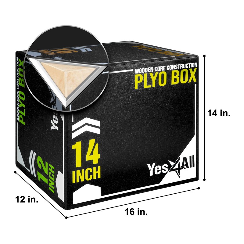 Yes4All 3-in-1 Soft-Padded Plyo Box With Wooden, Non-Slip Multi-Use Cushioned