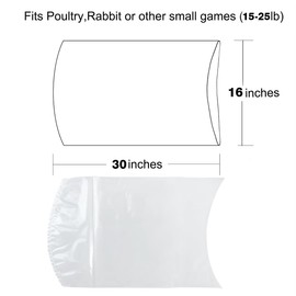 Anmboor Poultry Shrink Bags, Chicken Bags, 50 Pack (16x30 inches) Clear Poultry Shrink Wrap Freezer with 50 Zippers, Silicone Straws for Chickens, Rabbits