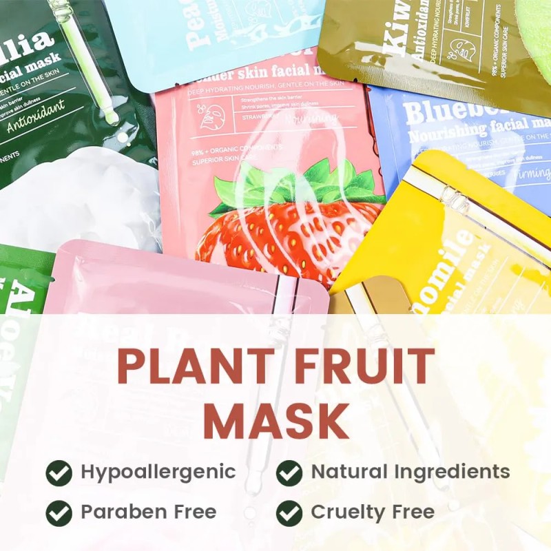 Paquete De 8 Mascarillas Faciales De Fresa Para Niños, Másca