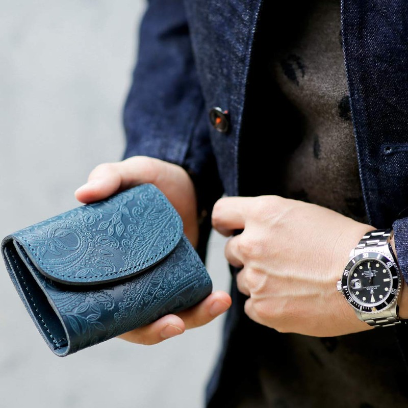 Vincent Crafted, Tochigi Leather, Paisley, Tri-Fold Middle Wallet, Manuel, Mini