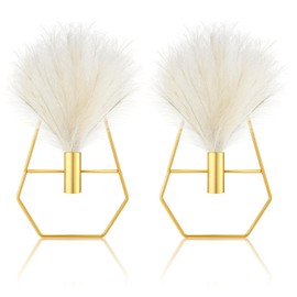 Peryiter 2 Pcs Small Boho Wall Decor Hanging Planters with Artificial Pampas Wall Mounted Metal Wall Decor Modern Home Decor Display Wall Art Bedroom Bathroom Living Room (Vase)