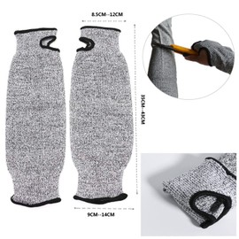 2 Pairs Cut Resistant Sleeves, Level 5 Cut Resistant Burn Resistant Anti Abrasion Safety Arm Guard Sleeves, with Thumb Hole for Garden Kitchen Farm Work, Men Women Arm Protection Sleeve (Gray)