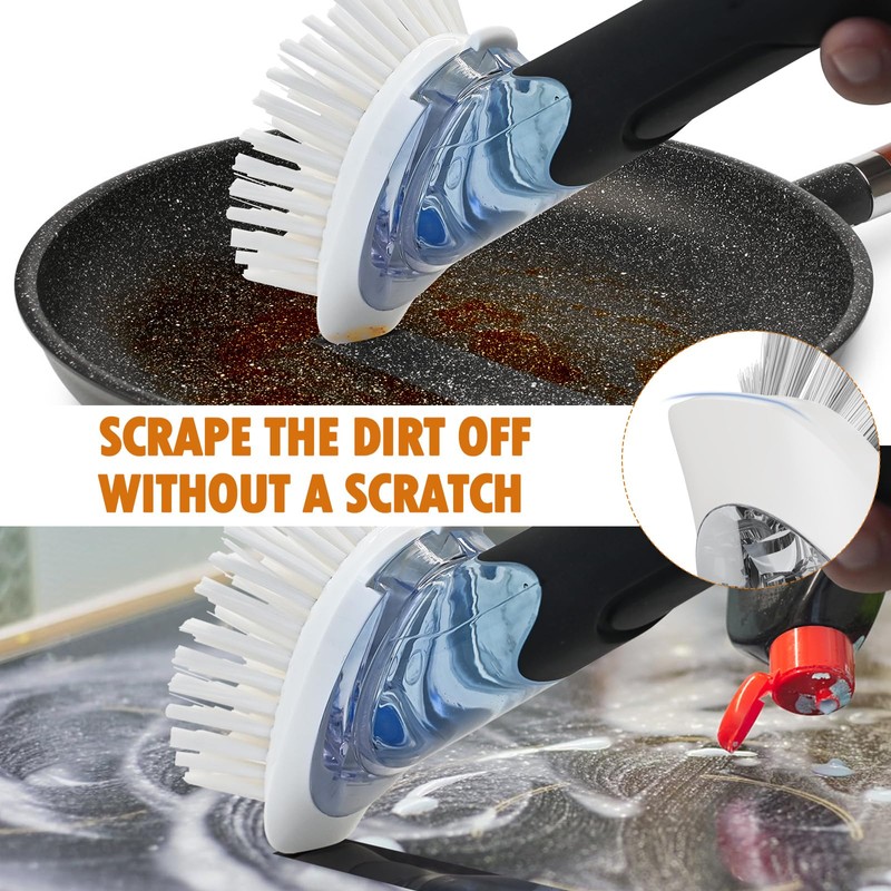 Soap Dispensing Replacement Dish Brush Storage Set with 2 PCS