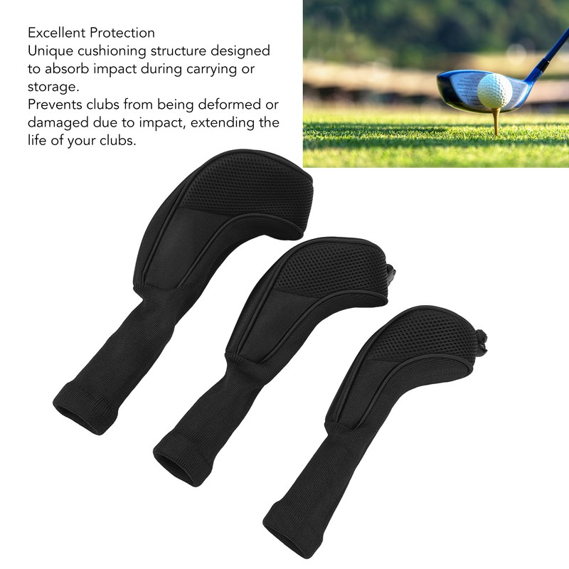 3Pcs Golf Club Head Covers 1 3/5 UT Breathable Mesh