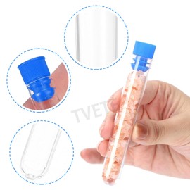 TVETE Test Tube, Plastic Test Tube, Plastic Unbreakable Test Tube, Lid Included, Set of 15, 0.6 x 3.9 inches (15 x 100 mm), Clear & Thin Test Tube, Vase, Mini, Plastic Test Tube, Plastic, Experiment