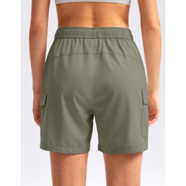 SANTINY Women's 5''/ 7''/9'' Hiking Cargo Shorts Quick Dry Lightweight Summer Shorts for Women Athletic Golf Zipper Pockets(Silver Sage_M)