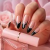 Chic Bowtie Noir French Tip Nails - 24 Sizes for