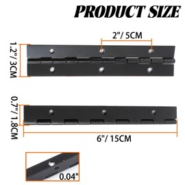 Hordion 6Pcs 6 Inch Piano Hinge Heavy Duty, Black Continuous Hinge 0.04" Thickness Folding Hinges with Screws for Cabinet Door Storage Box Boats
