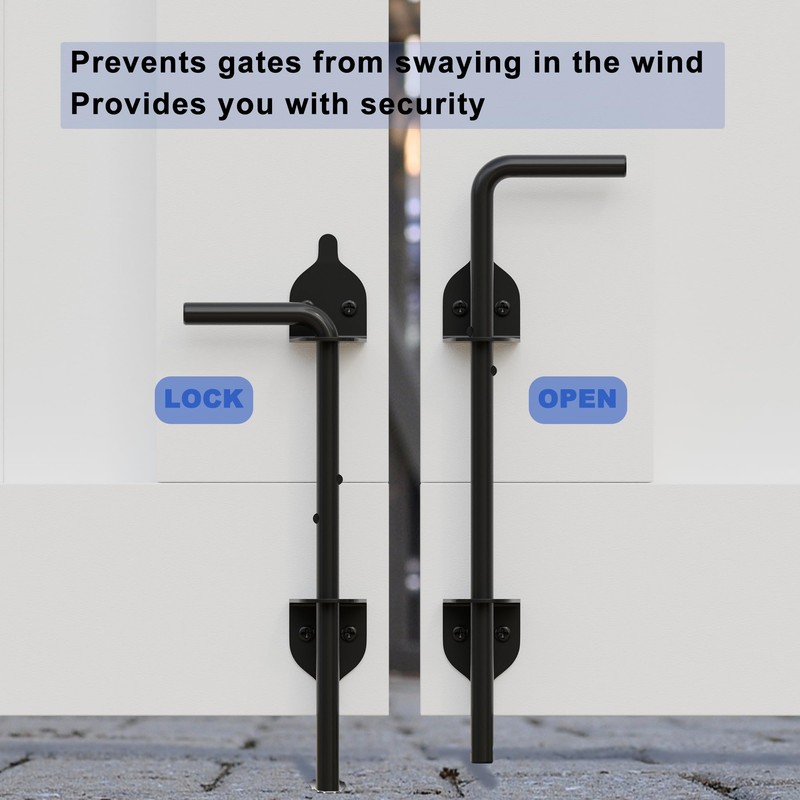 Heavy Duty Cane Bolt - 12" Gate Drop Rod for
