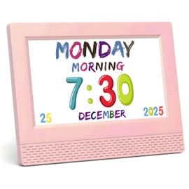 Kids Alarm Clock Colorful, 7 inch LED Display Eye-Caring Digital Alarm Clock for Girls Boys Bedroom Decor, Children's Sleep Trainer Bedside Clock, 17 Alarm Clock Setting Easy to Use Kids Birthday Gift