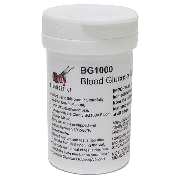Clarity BG1000 Blood Glucose Testing Strips - 50 Strips