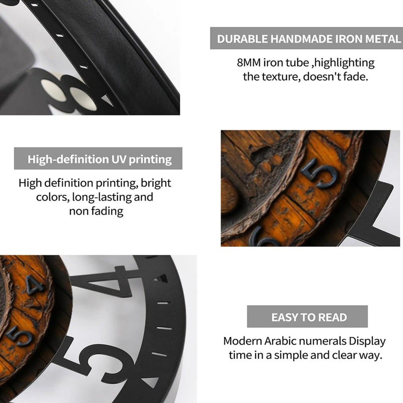 25cm Circular Iron Wall Clock with a Chalkboard Paint Centersheet