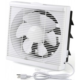 Nalle 10 Inch Window Reversible Exhaust Fan Through-wall installation Ventilation Fan Shutter Box Blower Ventilation Air Extractor for Bathroom Garage Greenhouse Panel size 13.5X13.5