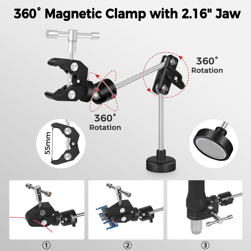NOEVSBIG Helping Hands Soldering Station with Upgraded 5X Magnifying Lamp,