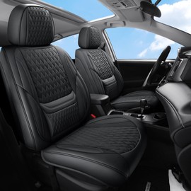 Car Seat Covers, Leather Car Seat Covers, Automotive Seat Covers 2 Front Seats, Fit for Most Cars SUV and Most Sedans Hatchbacks Crossovers, Super Breathable Waterproof Full Wrapping Edge Seat Covers