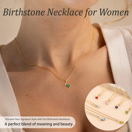 Mom Necklace, Gold Birthstone Necklace for Women Tourmaline Necklaces October Birthday Gifts 50th Birthday Gifts for Her 14k Plated Necklaces Trendy Stuff Gold Jewelry for Women