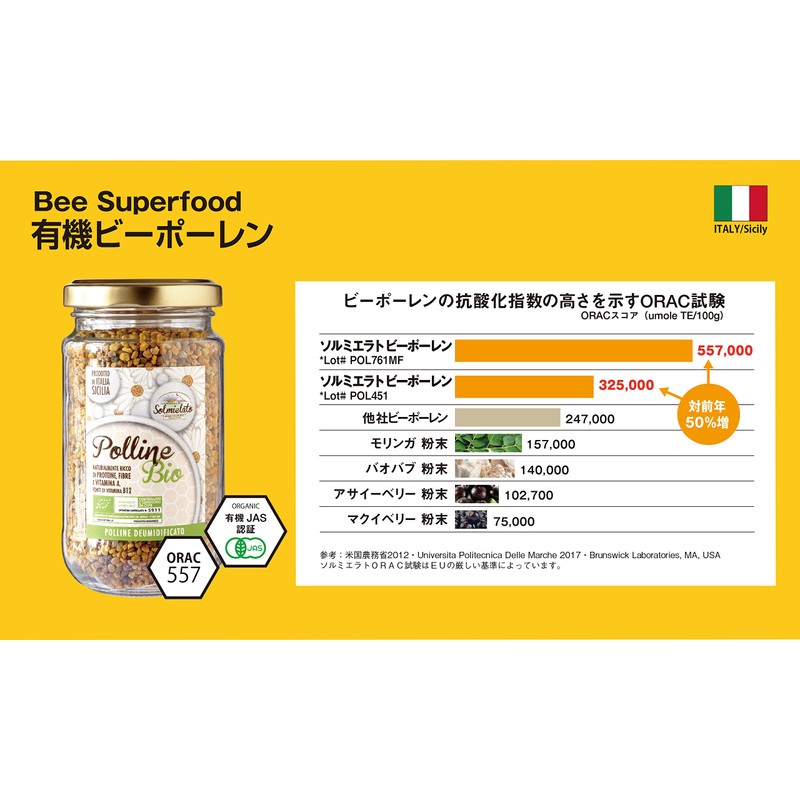 有機JAS認証 オーガニックビーポーレン(有機ミツバチ花粉)120g