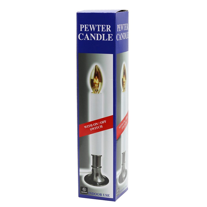 Creative Hobbies Electric Window Candle Lamp with Pewter Plated Base,
