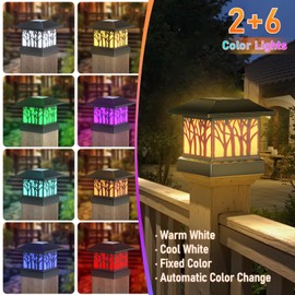 Viewsun 12 Pack Solar Post Cap Lights, Outdoor Garden Solar Powered Fence Post Cap Lights with SMD LEDs Waterproof Light for Fence Deck or Patio Decor, Fits 4x4 Posts
