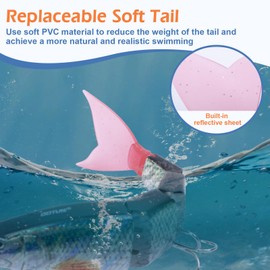 Goture Pike Fishing Lure with Detachable Soft Tail, Multi Jointed Swimbait Slow Sinking Bionic Swimming Lures, 4 Segment Artificial Lure with Treble Hook, Fishing Lures for Freshwater and Saltwater I