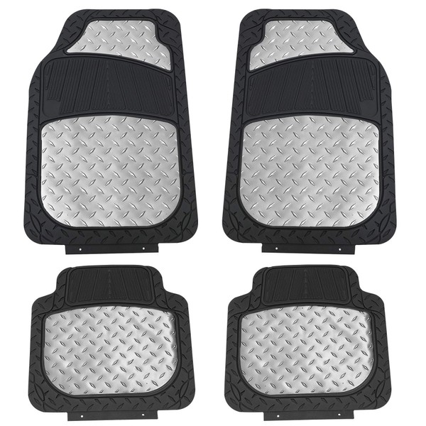FH Group Automotive Floor Mats - Heavy-Duty Metallic Rubber Floor