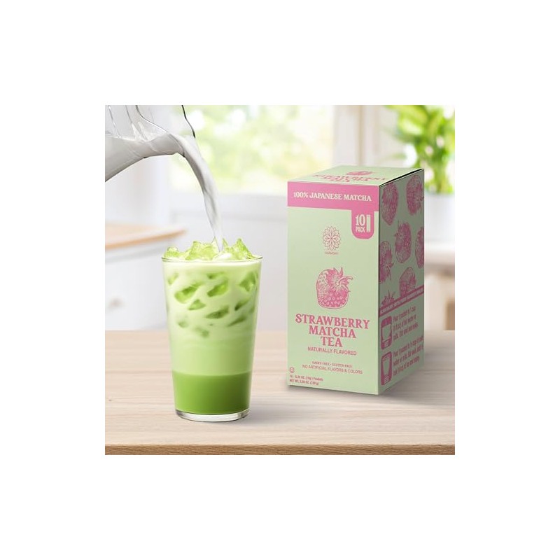 Premium Japanese Matcha Strawberry Powder Sticks - Antioxidant Rich
