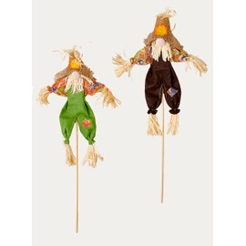 Worth Imports 18" Fall Gnome Scarecrow on Wood Pick, Set of 2