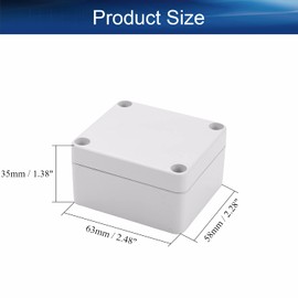 Heyiarbeit 1Pcs 63x58x35mm/2.48" x 2.28" x 1.38" ABS White Dustproof Electronic Junction Box Switch Shell Enclosure Project Box Case DIY Box Junction Case Enclosure