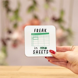 Manta Makes Work office gifts - joke coaster, funny secret santa gifts for women or men, novelty brthday or christmas gift for colleague, small gift (Freak in the sheets)