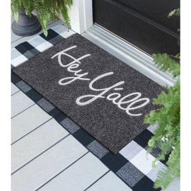 HLFMVWE Door Mats Outdoor Welcome Hey Y'all Doormats for Front Door Indoor Entrance Low Profile Non Slip Rubber Heavy Duty Backing Mats Outside Entry Mat Decor for Patio 36" x 24" Gray