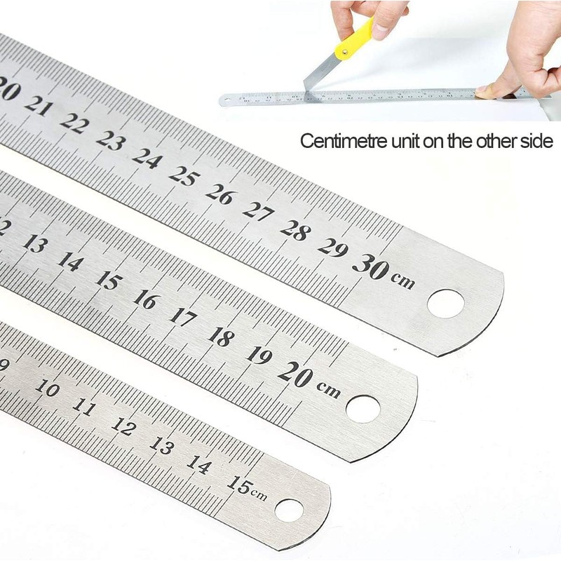 KIPTVO 4PCS Metal Ruler, Ruler Stainless Steel Ruler 15cm 20cm