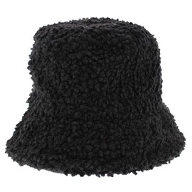 Zac's Alter Ego Teddy Bear Faux Fur Warm Winter Bucket Hat Black