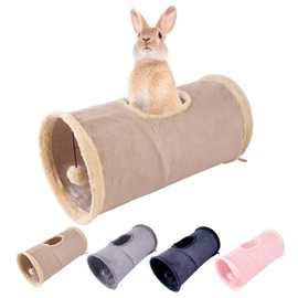 Richroom Rabbit Tunnel Rabbit Tunnel Cat Tunnel Toy Rabbit House Veterinarian Supervised Rabbit Toy House Rabbit Toilet Cat Tunnel Hamster Tunnel Guinea Pig Chinchilla Timothy Rabbit Warmer Pet Toy (Beige)