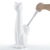 Allure Home Creation White Cat 2-Piece Toilet Brush Holder and