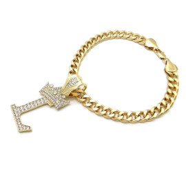 Initial Letter Cuban Chain Dog Chain Pet Chain Pet, Cat, Puppy Necklace (L, 20")