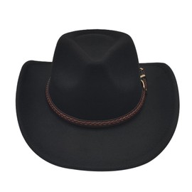 Willheoy Cowboy Hat for Men Western Hat for Women Cowboy Felt Hat Adjustable Outdoor with Buckle Belt