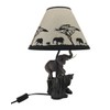 Elephants on Expedition Sculptural Table Lamp w/Decorative Shade
