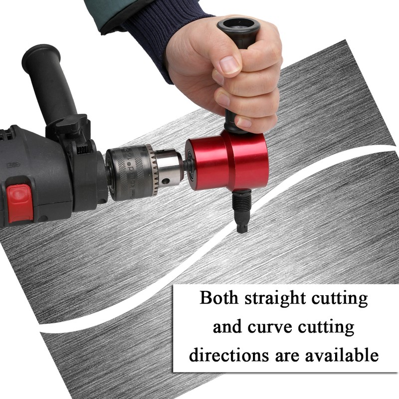 Double-headed Sheet Metal Nibbler Cutter 360 Degree Adjustable Drill Attachment
