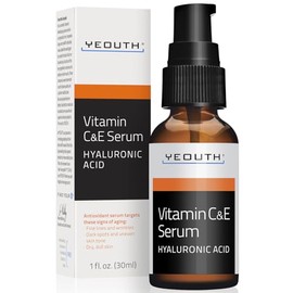 YEOUTH Suero Facial Vitamina C + E y Ácido Hialurónico - Serum Facial - Serum Hidratante Facial, Antiedad y Antimanchas, Vegano, Hidratante para Rostro, Cuello y Manos, Uso Diario, 30 ml