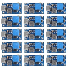 JUZITAO 15PCS Type C MT3608 DC-DC Step Up Boost Power Converter 2A Module Adjustable Step Up Voltage Regulator Board Voltage 2-24V to 5V-28V Output Voltage
