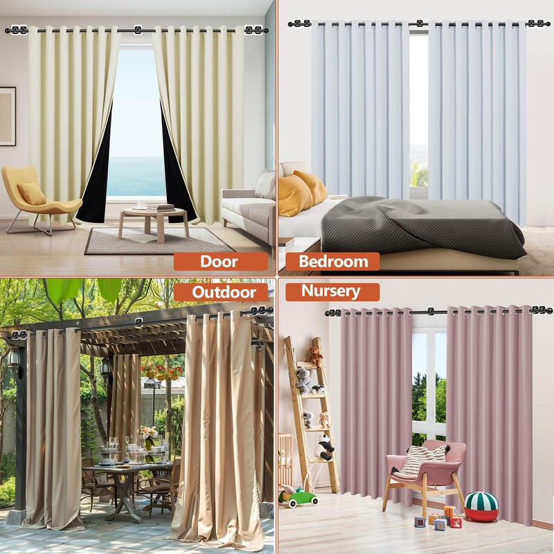 Curtain Rods No Drilling for Windows Set 66 to 120-128