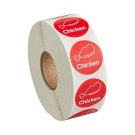 1000 pegatinas/rollo de "pollo" permanente de 1 pulgada