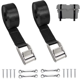 Battery Tie Down Straps for Boats,Stainless Steel Cam Buckle Straps,Cooler Tie Down Kit with Stainless Brackets and SS Screws Used for Fuel Tank, Cooler, YETI, RTIC, RV and More