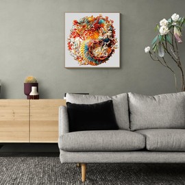 Jigfoxy Wooden Puzzle for Adults, 3D Chinese Dragon Wooden Jigsaw Puzzles for Adults, Wood Puzzles Adults, Unique Animal Shape Wood Cut Puzzles for Family Friend Puzzle Lovers(S-8.5 * 8.4in-100pcs)