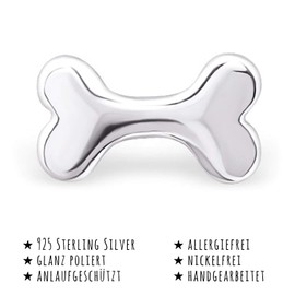 Monkimau Girl's Dog Bone Stud Earrings Made of 925 Sterling Silver, Sterling Silver, silver