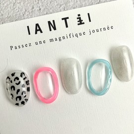 ˡᴬᴺᵀᶤˡ Leopard lump luminous handmade nail tip - Short Square / ˡᴬᴺᵀᶤˡ 레오파드 덩어리 야광 수제네일 팁 - 숏스퀘어XS