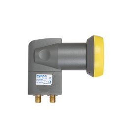 HUMAX Digital Twin LNB Gold Satellite Universal LNB, LTE Filter, 2 Subscribers Including Weather Cover and Gold-Plated F-Connectors, for Digital TV in HD, Full HD, 4K UHD & 8K, Black/Yellow