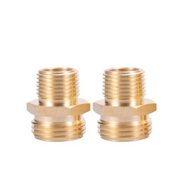 Brass Pipe to Garden Hose Fitting Connect,3/4"GHT Male x 1/2" NPT Male Connector,GHT to NPT Adapter Brass Fitting,Garden Hose Adapter(2 Pack) (1/2NPT to male))