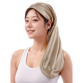NICOCRAFT 100% Silk Night Cap, Long Hair, Ribbon Type, Ties with Drawstrings, No Tightening, Beautiful Hair, Moisturizing, Prevents Sleeping Habits, 23.6 inches (60 cm), champagne gold